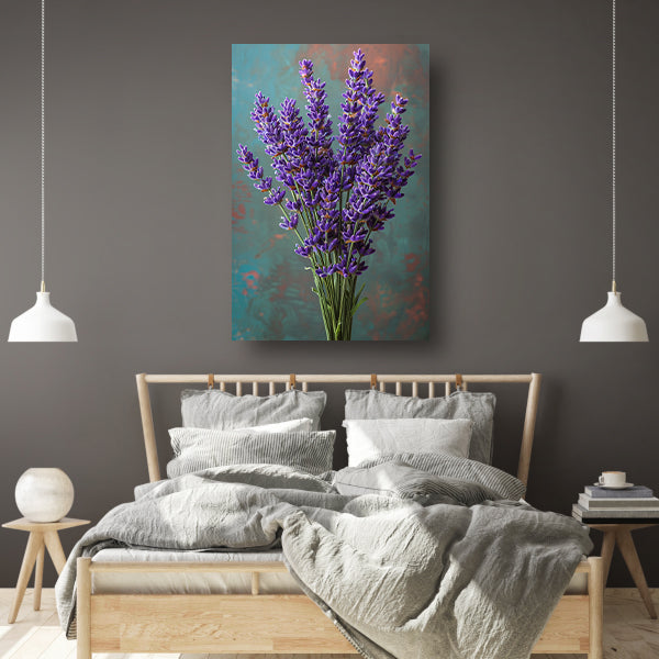 Paarse Lavendelbloemen in Vaas canvas