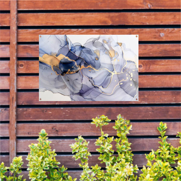 Abstracte Schoonheid met Gouden Lijnen tuinposter