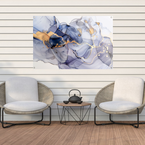 Abstracte Schoonheid met Gouden Lijnen tuinposter