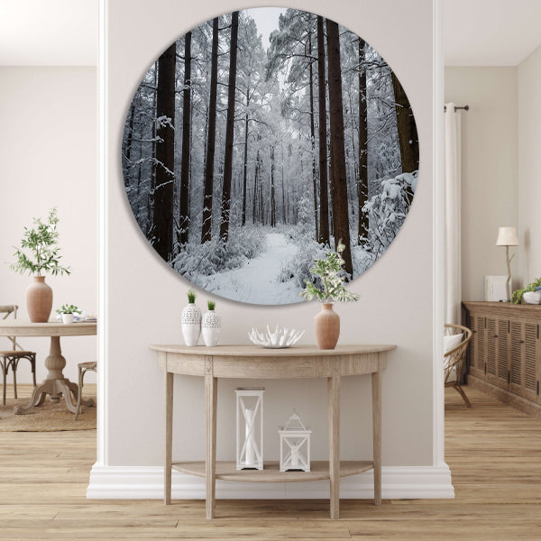 Prachtig winters boslandschap met sneeuw forex muurcirkel