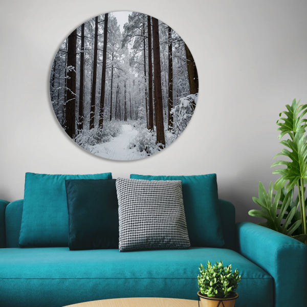 Prachtig winters boslandschap met sneeuw forex muurcirkel