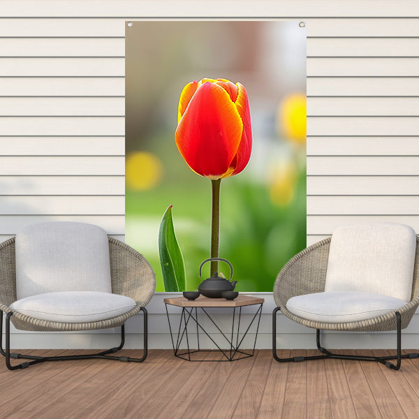 Kleurrijke tulp in volle bloei schilderij tuinposter