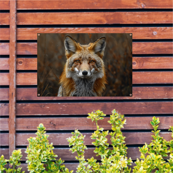 Realistisch portret van een vos in het bos tuinposter