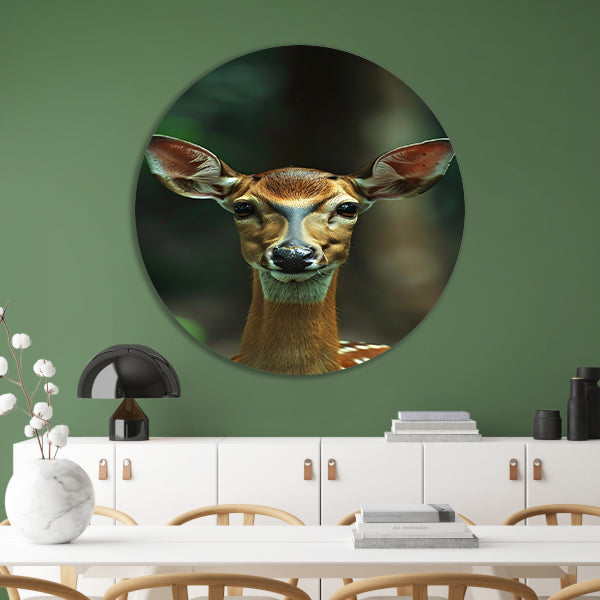 Portret van een jong hert in het bos forex muurcirkel