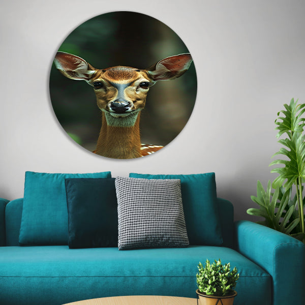 Portret van een jong hert in het bos forex muurcirkel