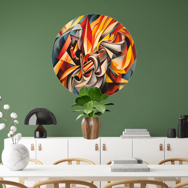 Kleurexplosie in Abstracte Harmonie aluminium muurcirkel