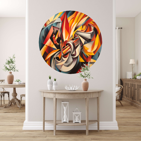 Kleurexplosie in Abstracte Harmonie aluminium muurcirkel