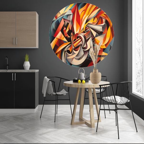 Kleurexplosie in Abstracte Harmonie aluminium muurcirkel