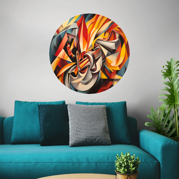 Kleurexplosie in Abstracte Harmonie aluminium muurcirkel