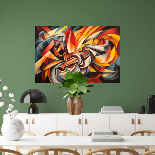 Kleurexplosie in Abstracte Harmonie poster