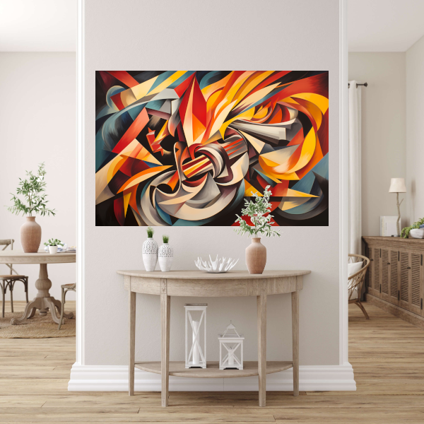 Kleurexplosie in Abstracte Harmonie poster