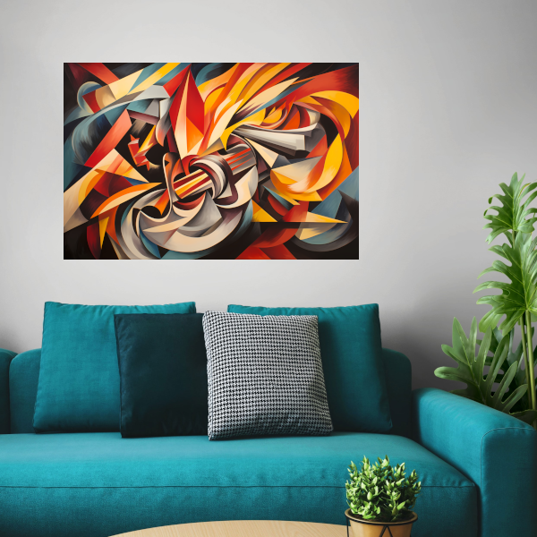 Kleurexplosie in Abstracte Harmonie poster