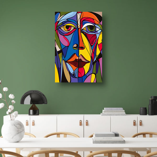 Kubistisch portret in levendige kleuren canvas