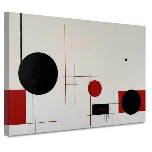 Abstract geometrisch spel in zwart en rood canvas