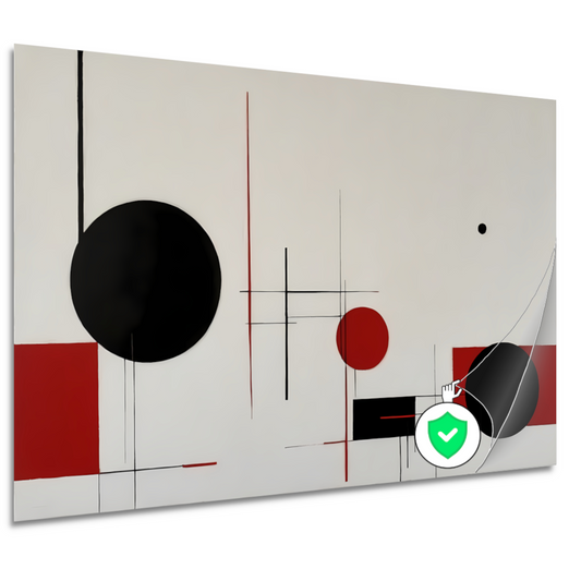 Abstract geometrisch spel in zwart en rood poster