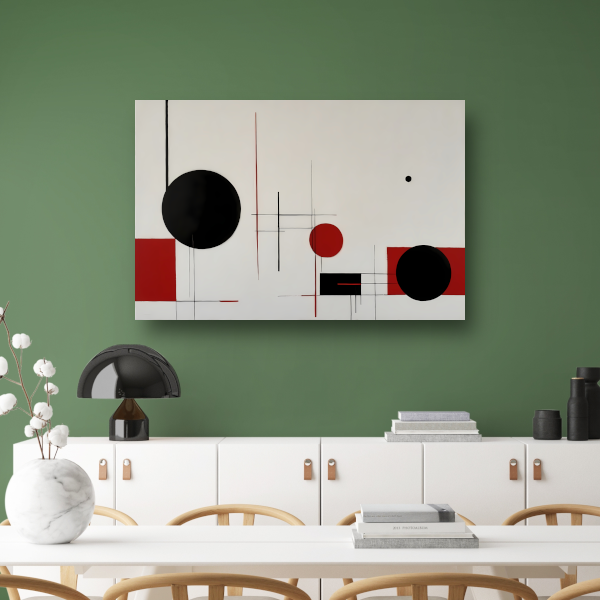 Abstract geometrisch spel in zwart en rood canvas