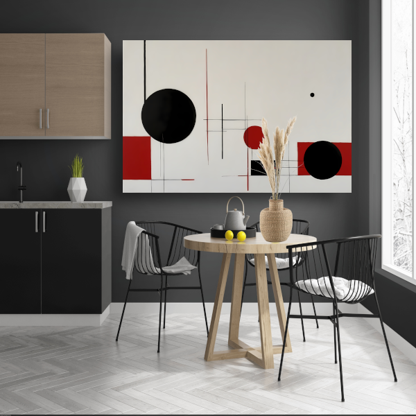 Abstract geometrisch spel in zwart en rood canvas