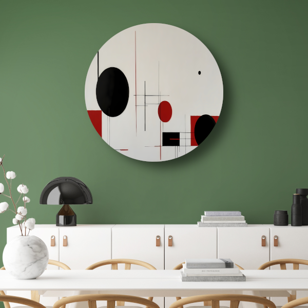 Abstract geometrisch spel in zwart en rood forex muurcirkel