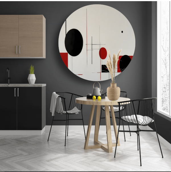 Abstract geometrisch spel in zwart en rood forex muurcirkel