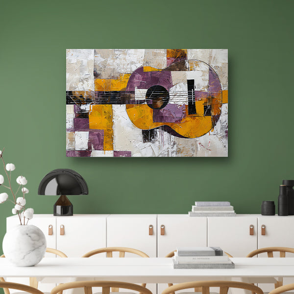 Abstracte kleurrijke gitaar schilderij voor interieur poster