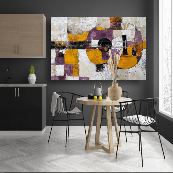 Abstracte kleurrijke gitaar schilderij voor interieur poster