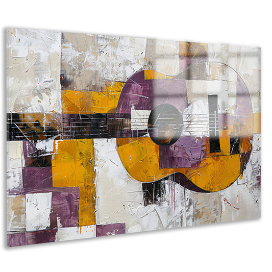 Abstracte kleurrijke gitaar schilderij voor interieur acrylglas