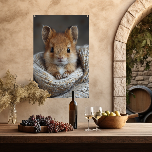 Schattig dier gewikkeld in warme deken tuinposter