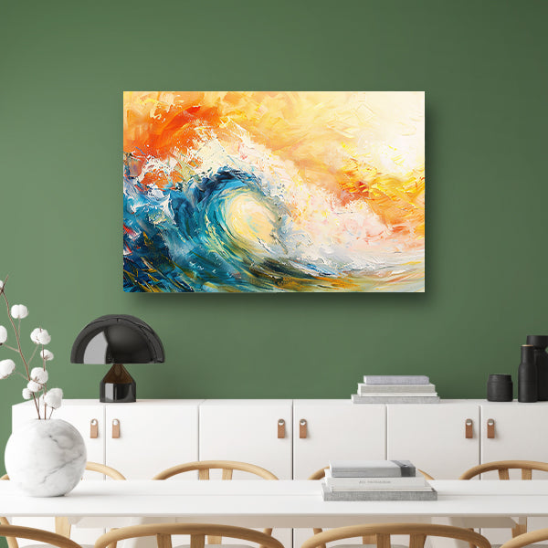 Abstracte golf in kleurrijke zonsondergang acrylglas
