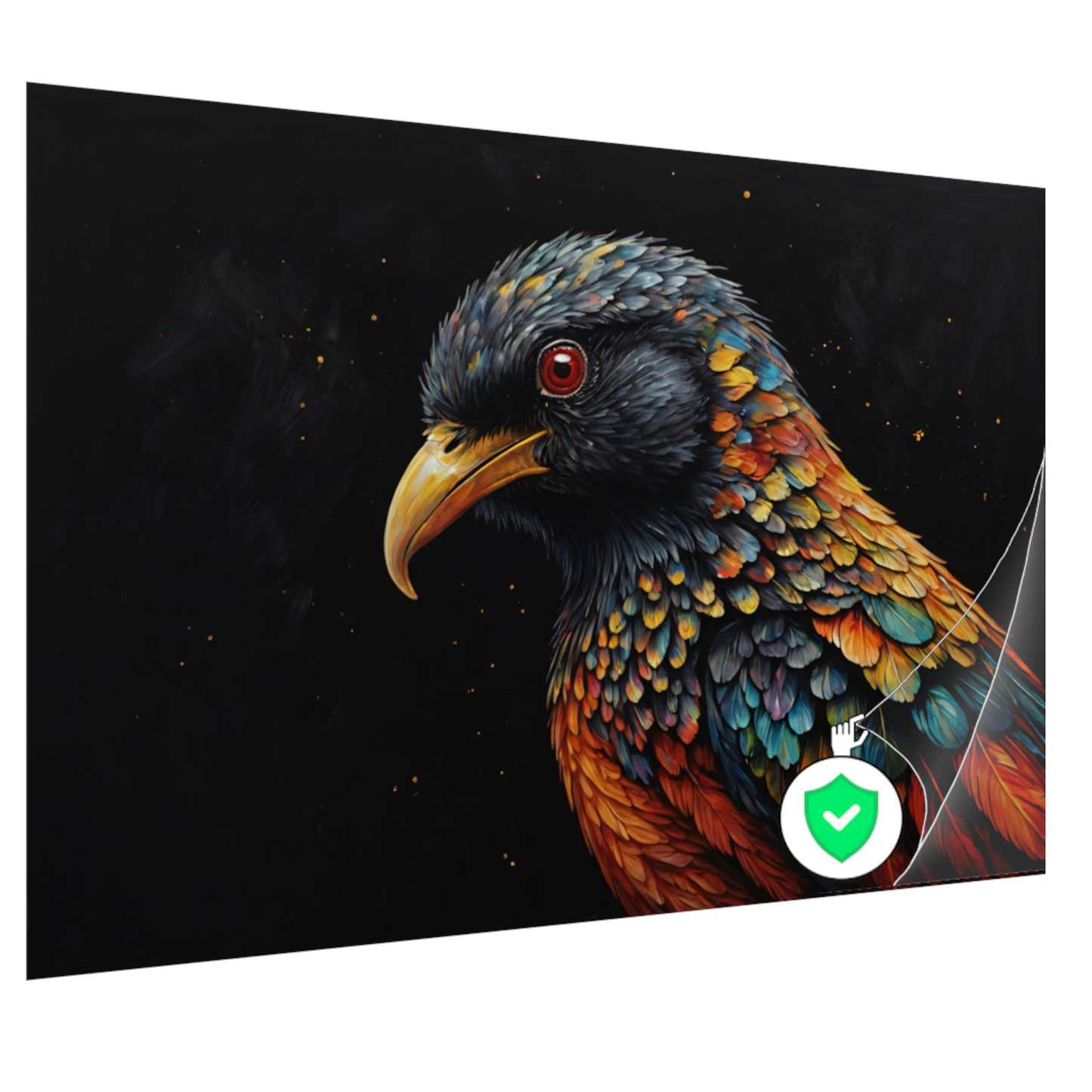 Kleurrijke Vogel tegen Sterrenhemel Achtergrond poster