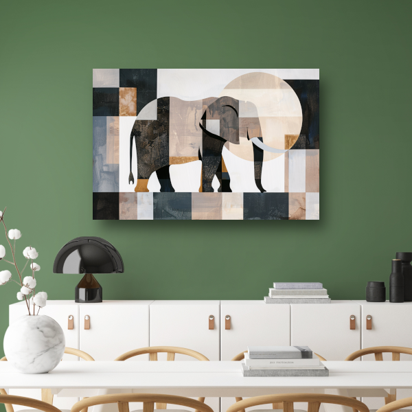 Abstracte Olifant in Geometrische Harmonie canvas
