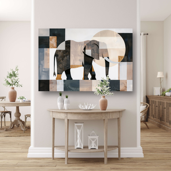 Abstracte Olifant in Geometrische Harmonie canvas