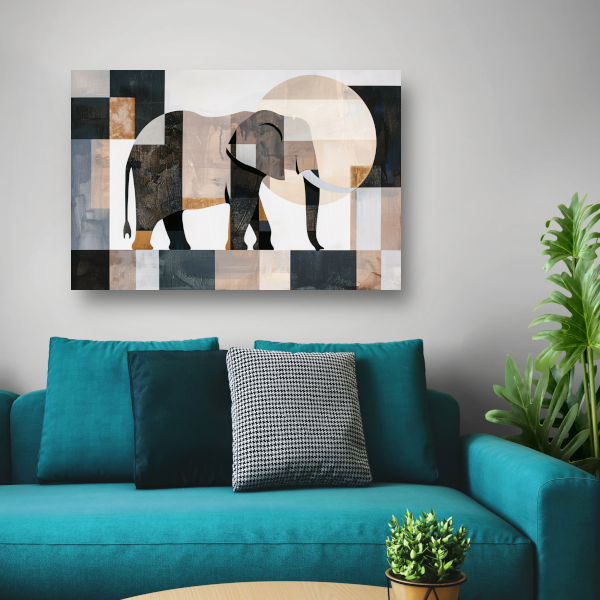 Abstracte Olifant in Geometrische Harmonie canvas