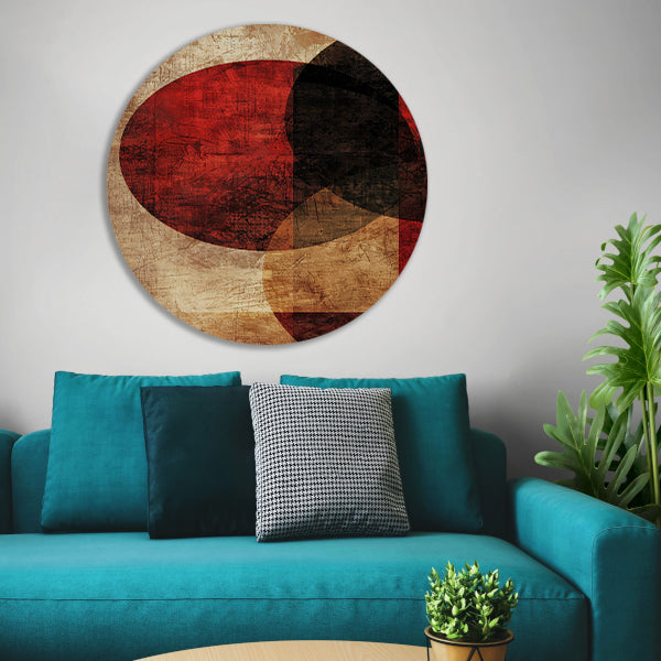 Abstract met rode cirkel aluminium muurcirkel