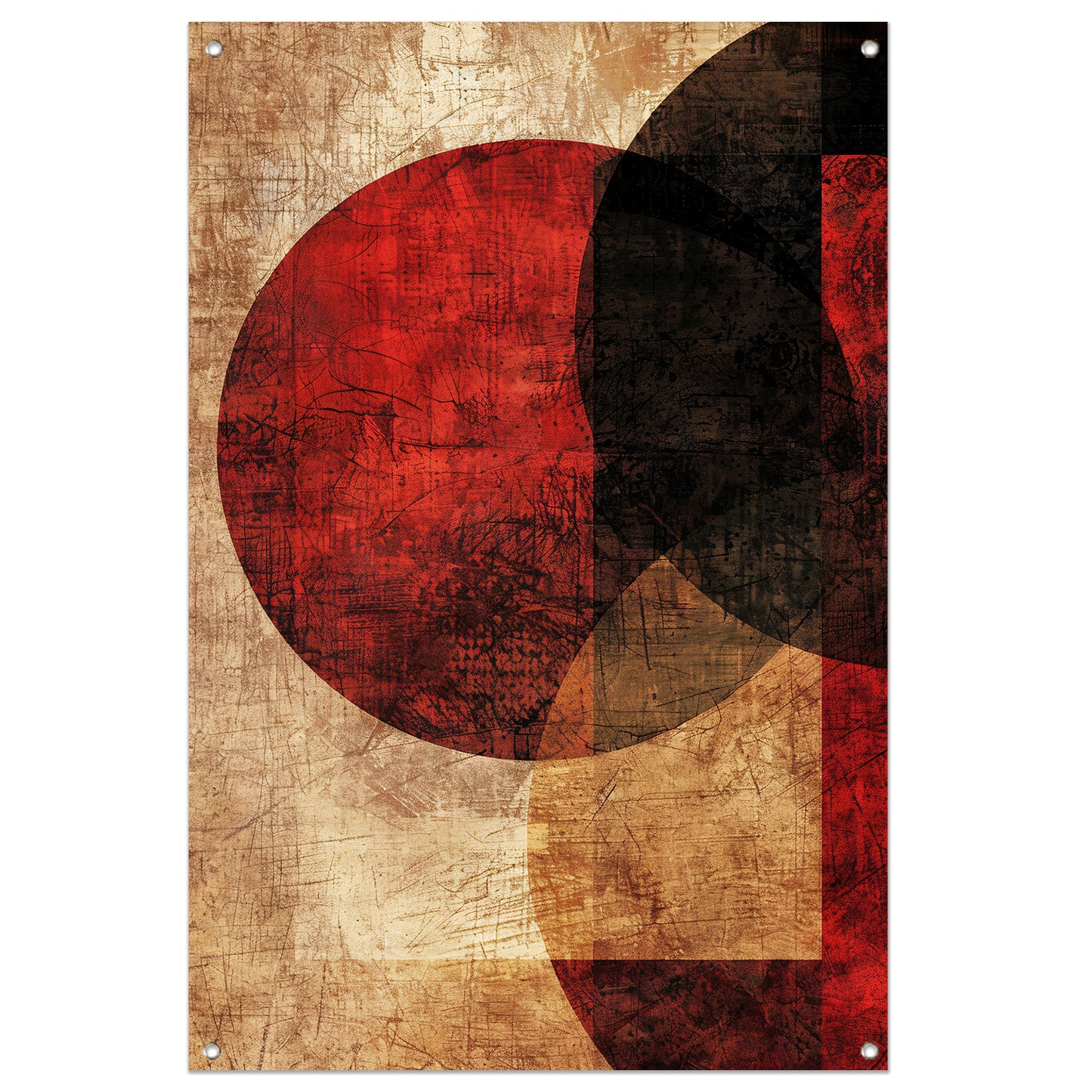 Abstract met rode cirkel tuinposter