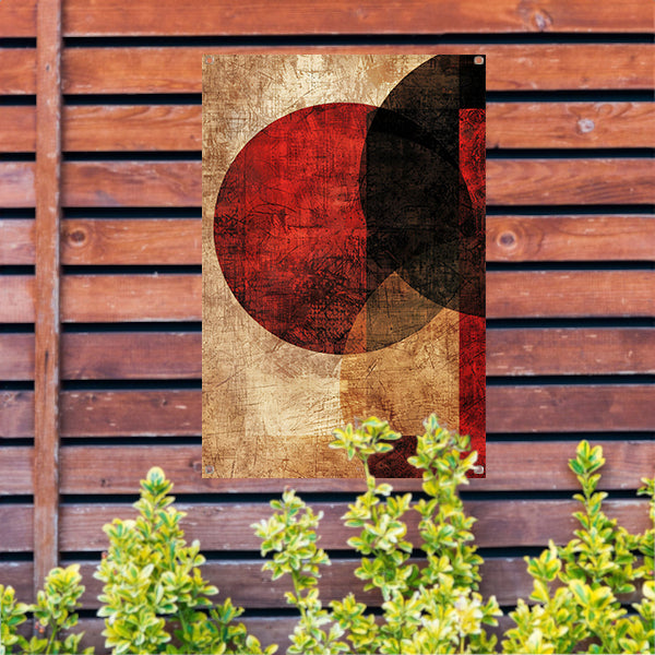 Abstract met rode cirkel tuinposter