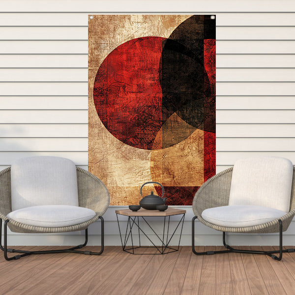 Abstract met rode cirkel tuinposter