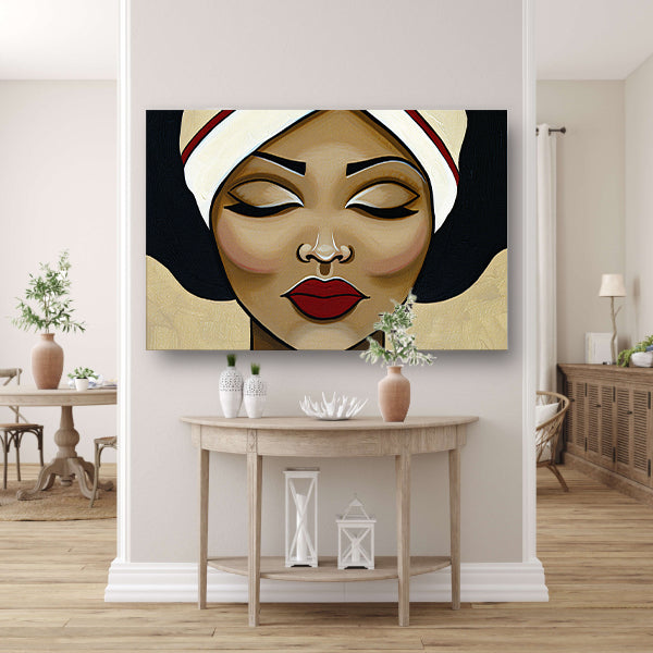 Surrealistisch portret van een serene vrouw canvas