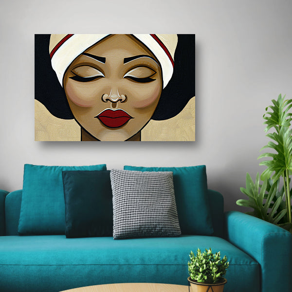 Surrealistisch portret van een serene vrouw canvas