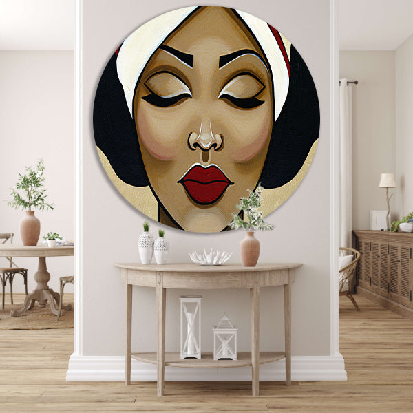 Surrealistisch portret van een serene vrouw forex muurcirkel