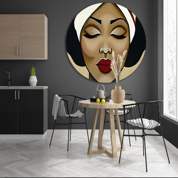 Surrealistisch portret van een serene vrouw forex muurcirkel