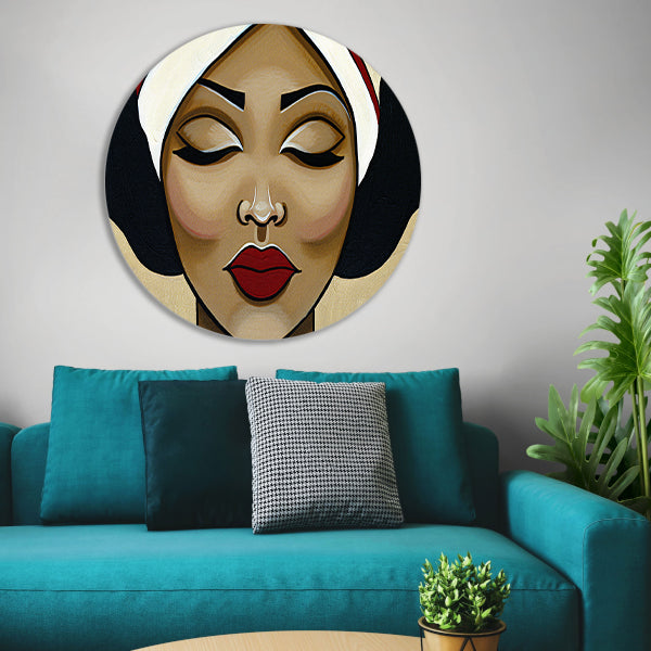 Surrealistisch portret van een serene vrouw forex muurcirkel