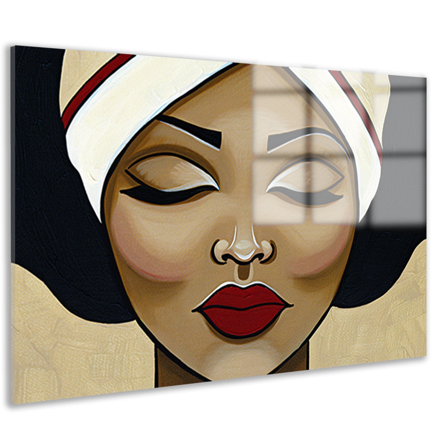 Surrealistisch portret van een serene vrouw acrylglas