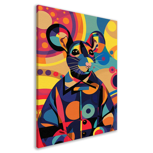 Kleurrijk Pop Art Muis in Jasje canvas