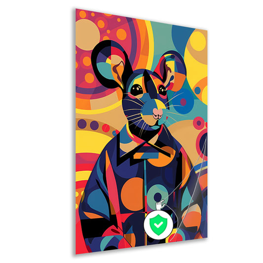 Kleurrijk Pop Art Muis in Jasje poster