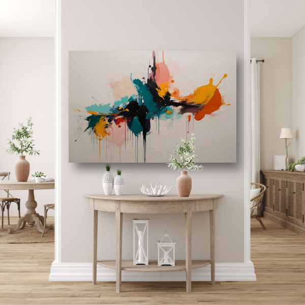 Dynamische Abstracte Kleurexplosie op Canvas canvas