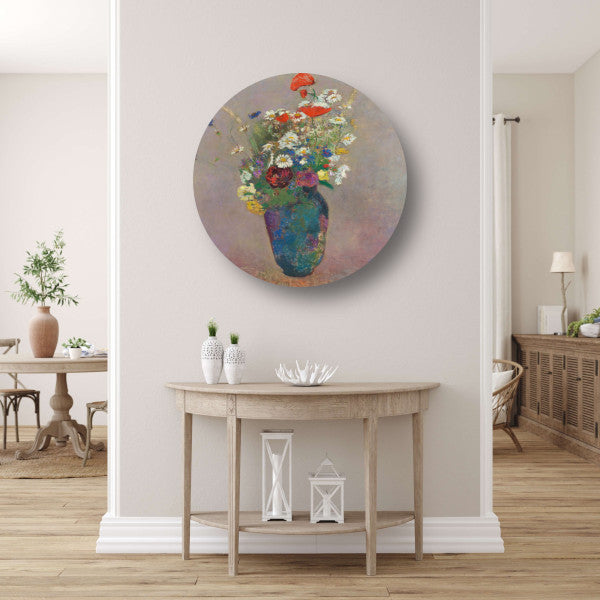 Vase with Flowers - Odilon Redon aluminium muurcirkel