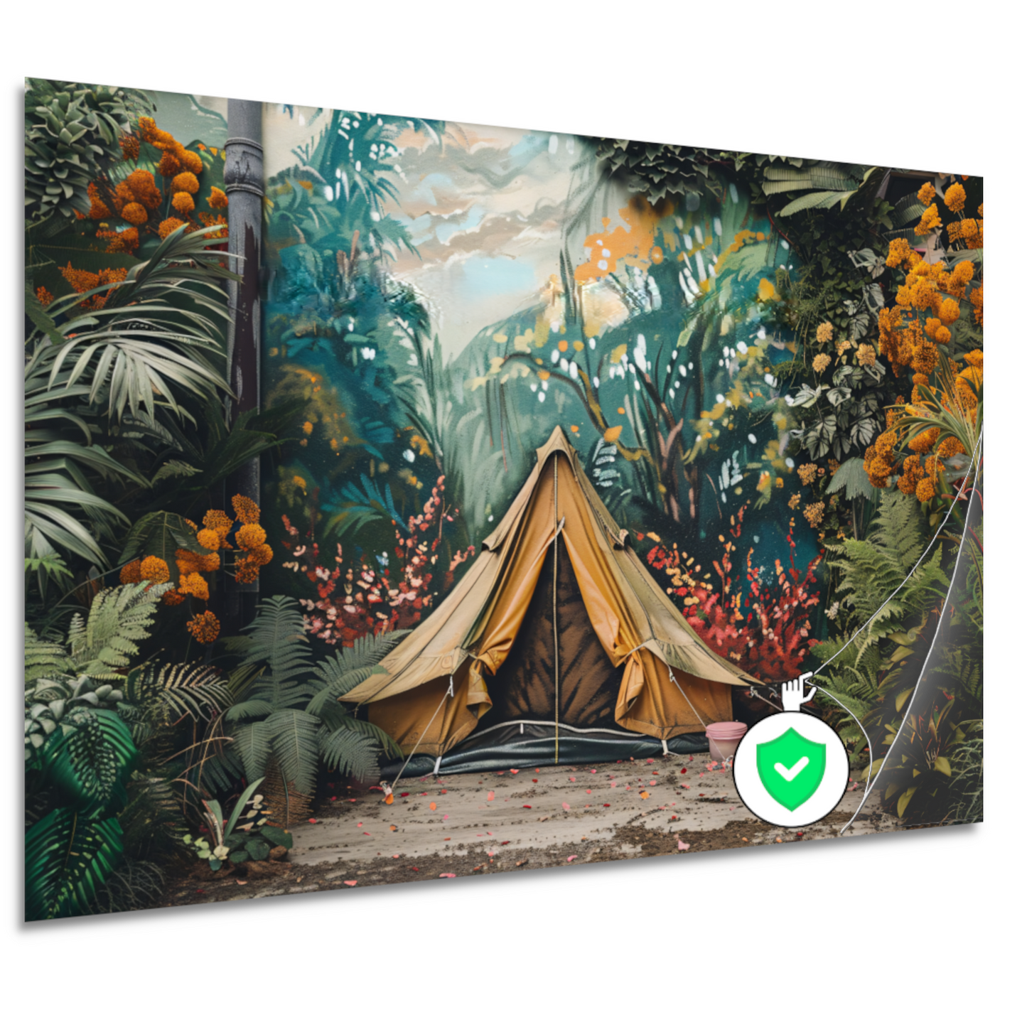 Kampeertent in een dromerig kleurrijk bos poster