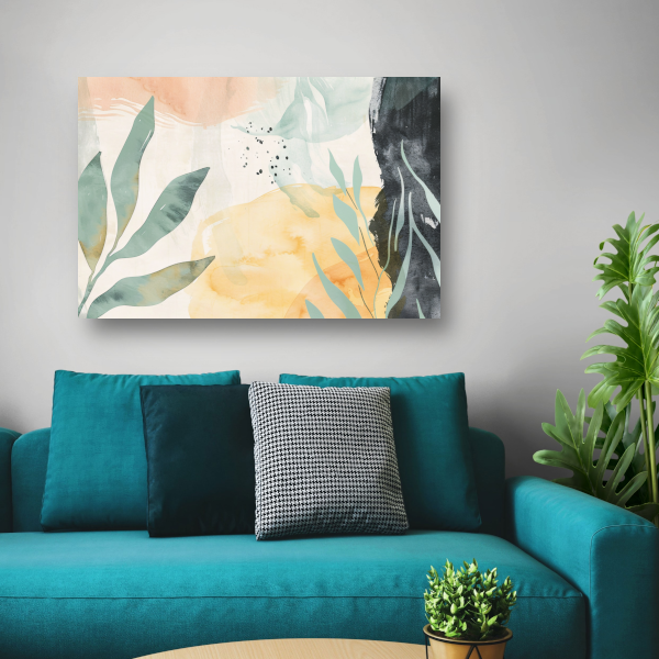 Dromerige Abstracte Aquarel in Zacht Kleurenpalet canvas met baklijst