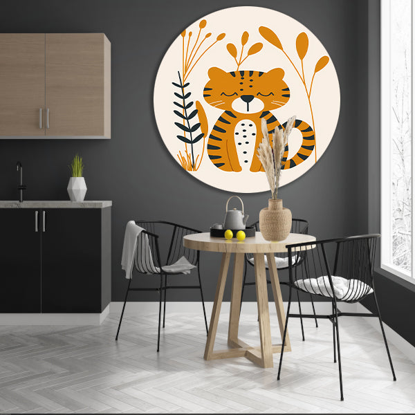 Minimalistisch tijgerontwerp met planten forex muurcirkel