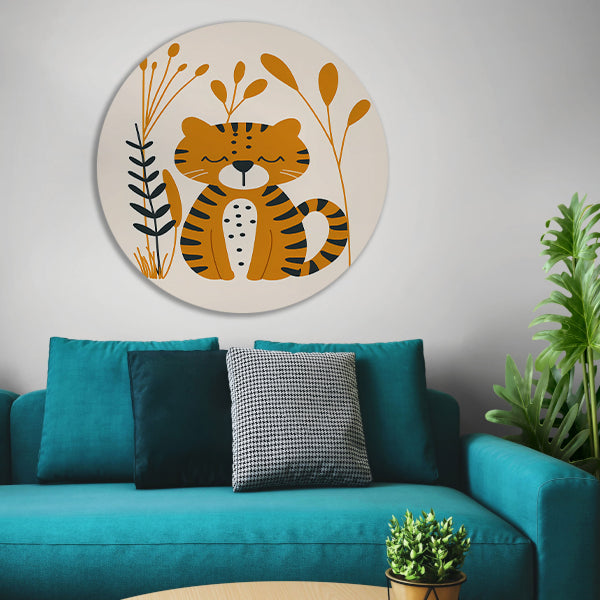 Minimalistisch tijgerontwerp met planten forex muurcirkel